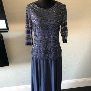 NWOT Pisarro nights navy blue beaded dress size 6